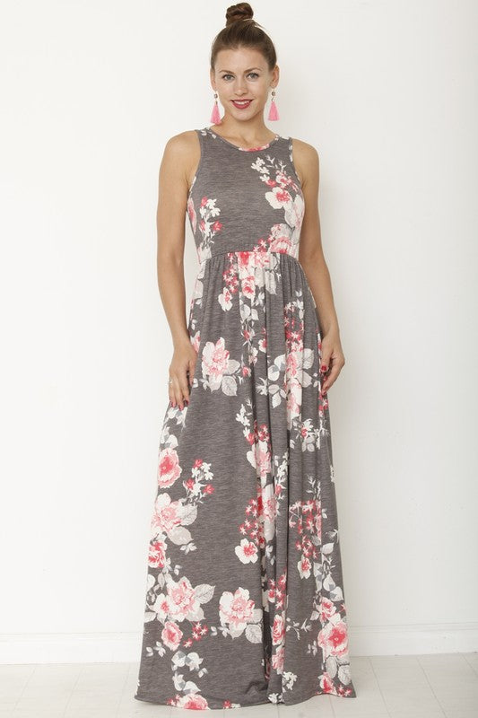 Vera Plus Vintage Floral Maxi Dress With Pockets