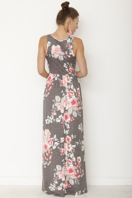 Vera Plus Vintage Floral Maxi Dress With Pockets