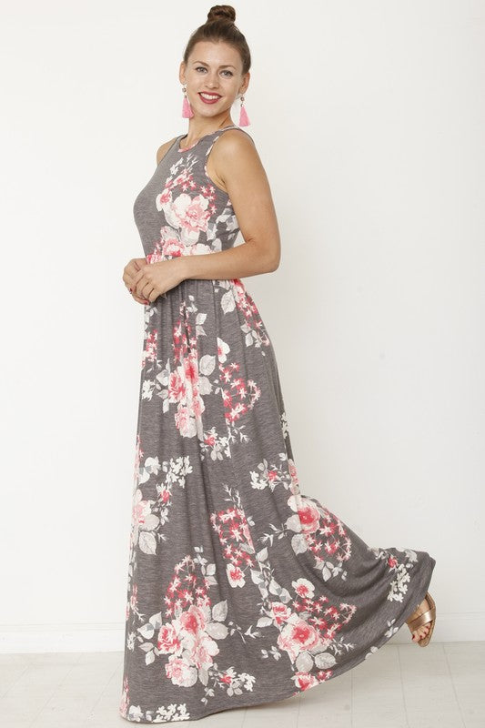 Vera Plus Vintage Floral Maxi Dress With Pockets