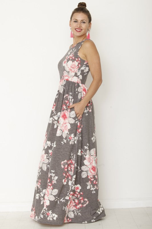 Vera Plus Vintage Floral Maxi Dress With Pockets