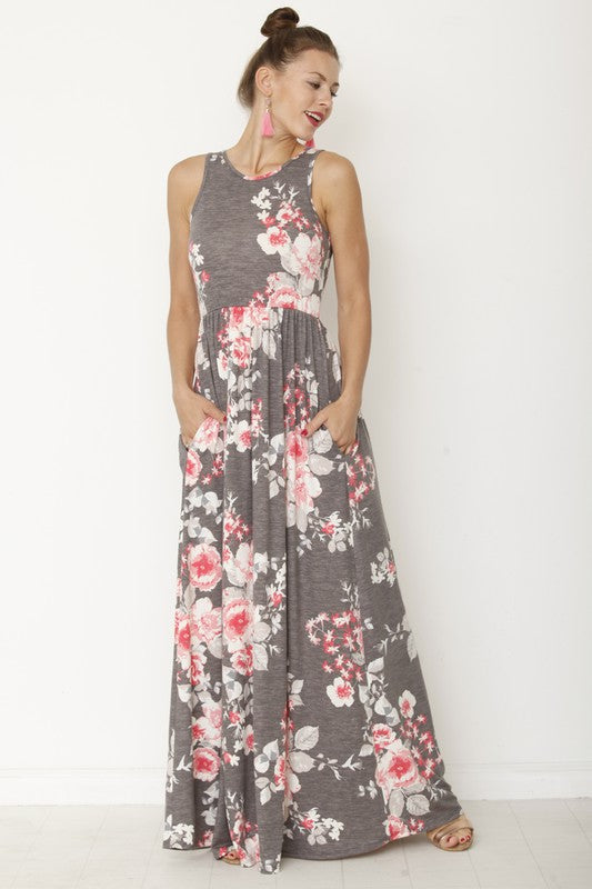 Vera Plus Vintage Floral Maxi Dress With Pockets