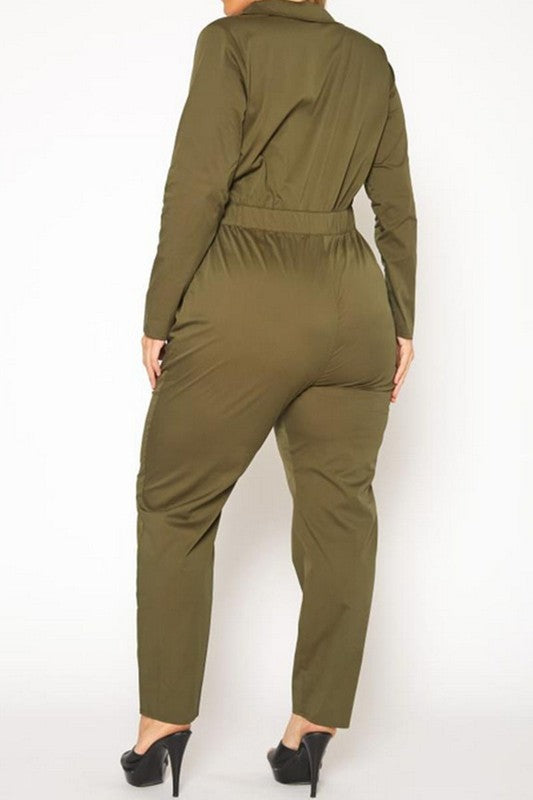 Olive Cargo Jumpsuit