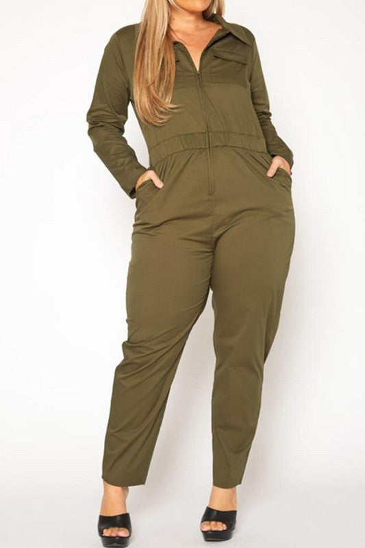 Olive Cargo Jumpsuit