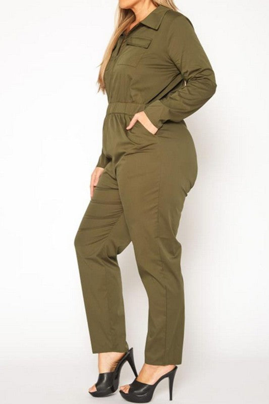 Olive Cargo Jumpsuit