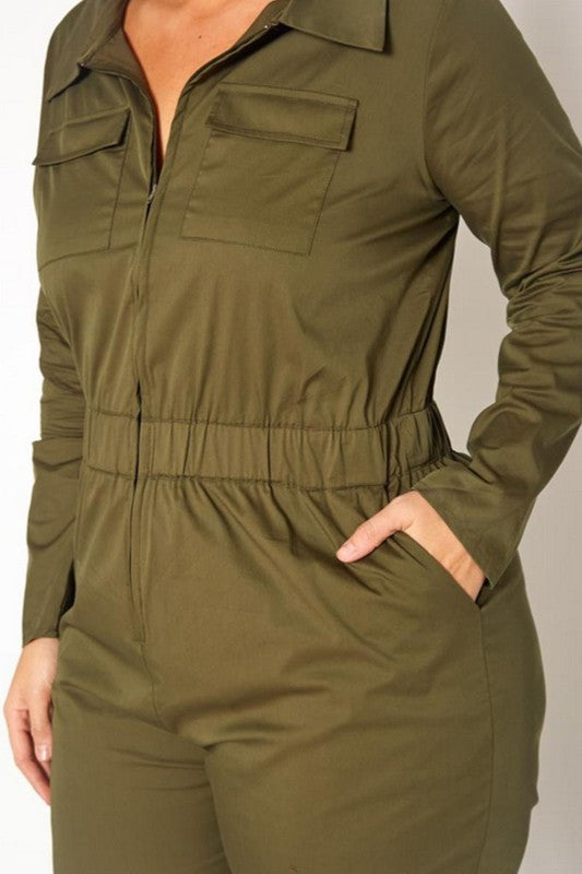 Olive Cargo Jumpsuit