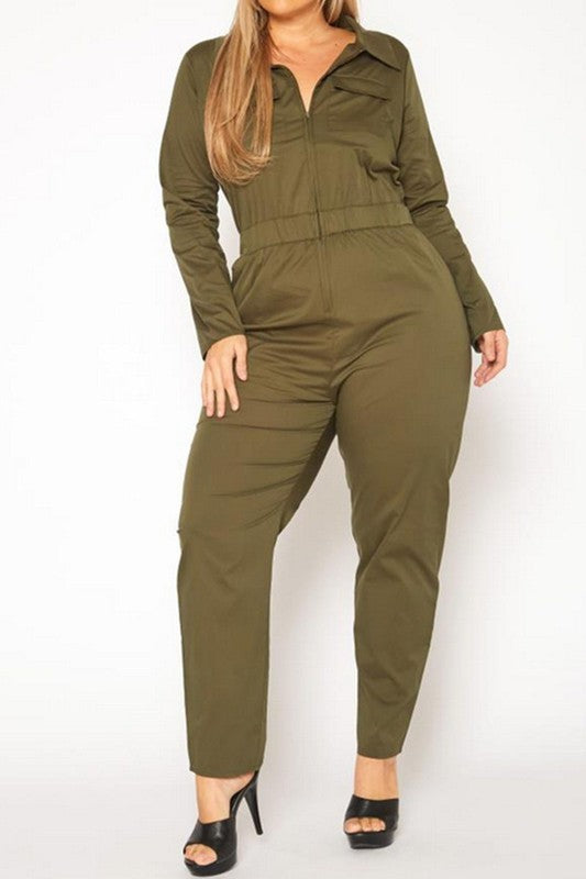 Olive Cargo Jumpsuit