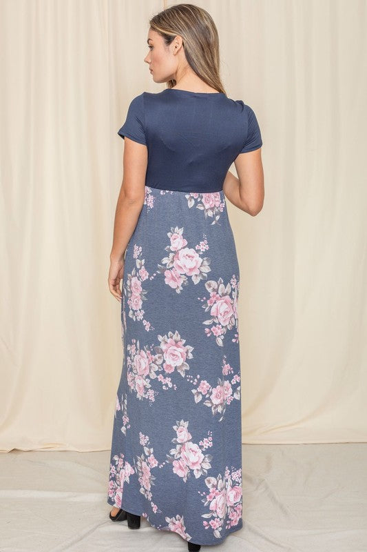 Patty Plus Short Sleeve Floral Maxi Dress