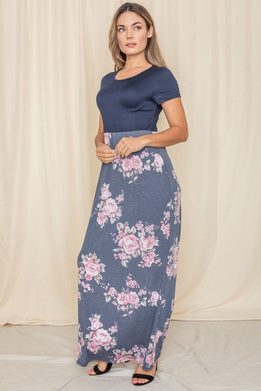 Patty Plus Short Sleeve Floral Maxi Dress