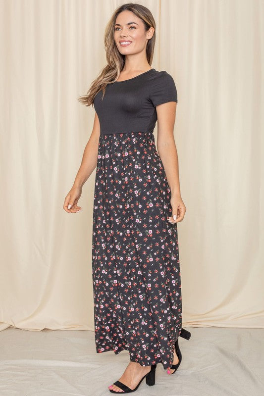 Patty Plus Short Sleeve Floral Maxi Dress