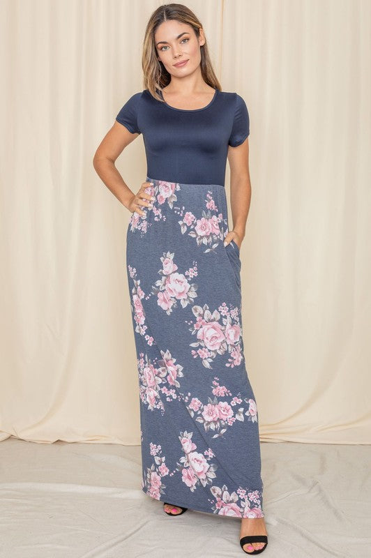 Patty Plus Short Sleeve Floral Maxi Dress