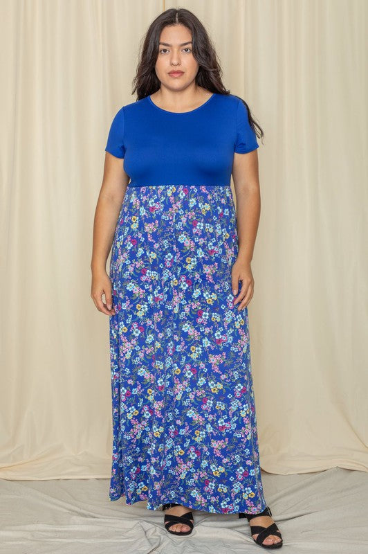 Patty Plus Short Sleeve Floral Maxi Dress