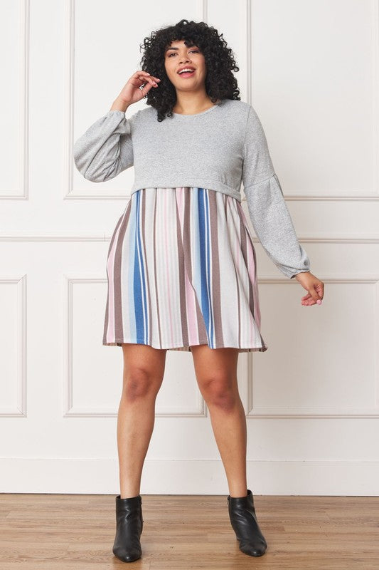 Pammie Plus Balloon Sleeve Pullover Dress