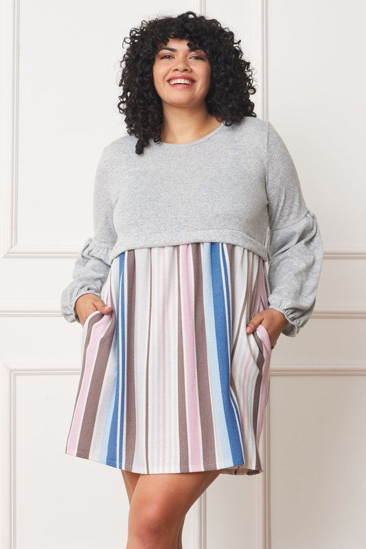 Pammie Plus Balloon Sleeve Pullover Dress