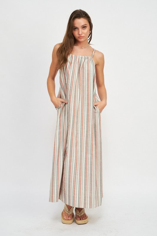 Striped Maxi Dress w/ Pockets