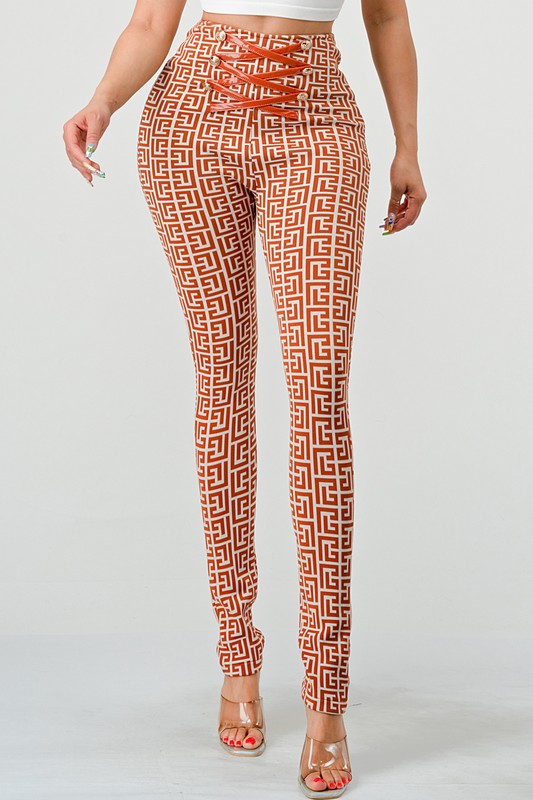 Geometric Elegance High-Waisted Pants