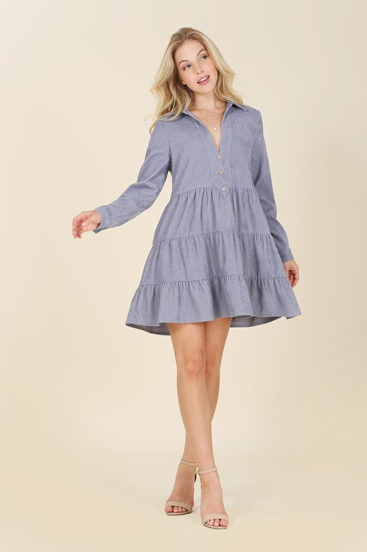 Cori Corduroy tiered dress