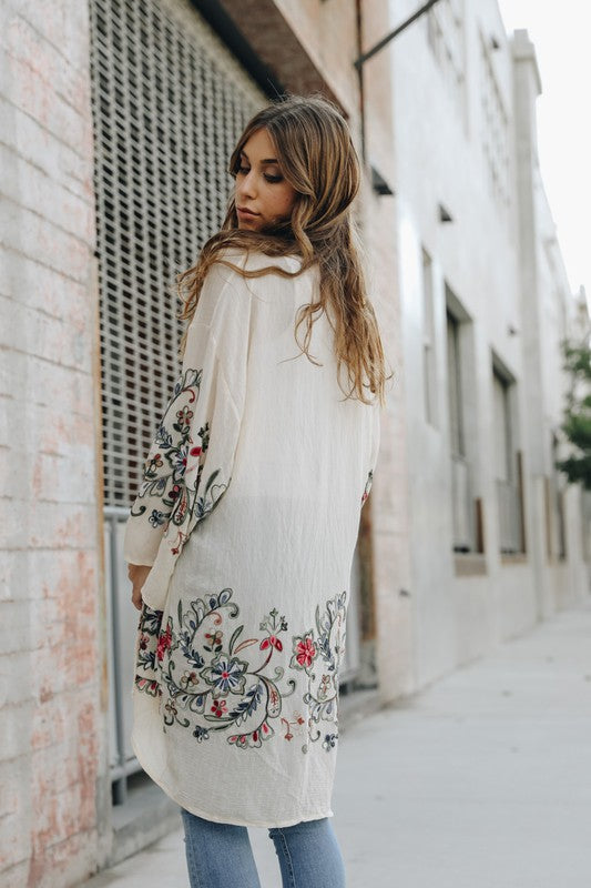 Lia Long Floral Kimono Cardigan