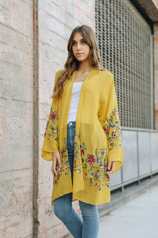 Lia Long Floral Kimono Cardigan