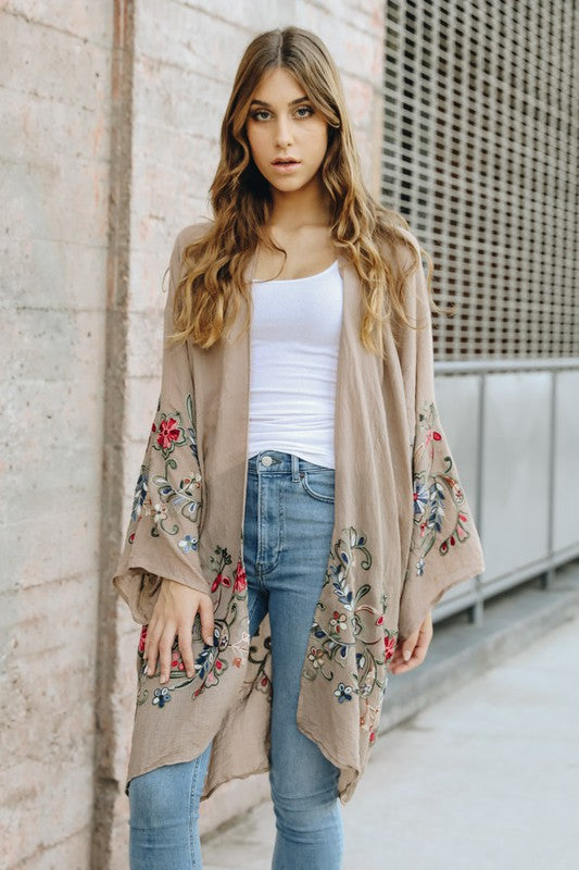 Lia Long Floral Kimono Cardigan