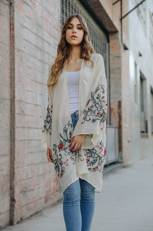 Lia Long Floral Kimono Cardigan