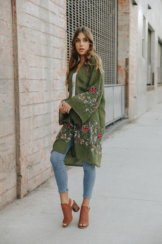 Lia Long Floral Kimono Cardigan