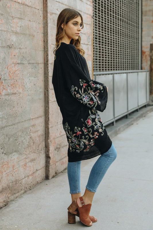 Lia Long Floral Kimono Cardigan