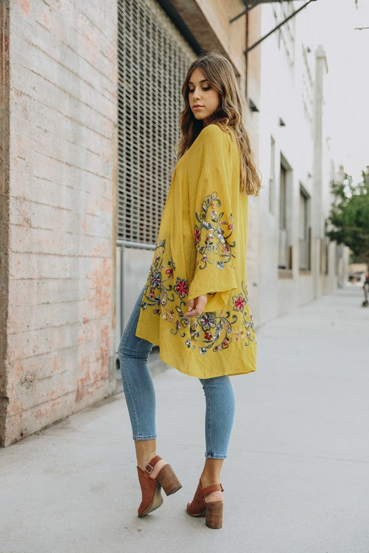 Lia Long Floral Kimono Cardigan