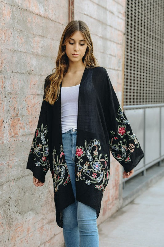 Lia Long Floral Kimono Cardigan