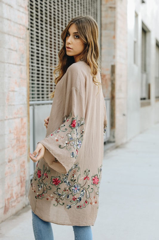 Lia Long Floral Kimono Cardigan