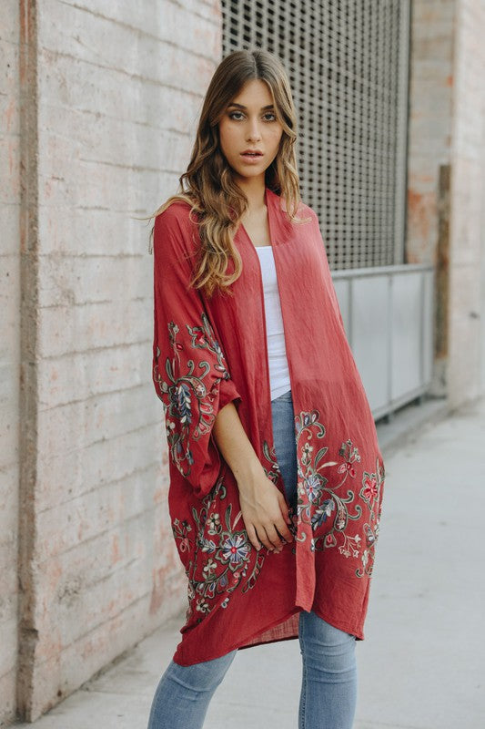 Lia Long Floral Kimono Cardigan