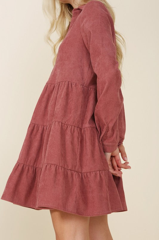 Cori Corduroy tiered dress