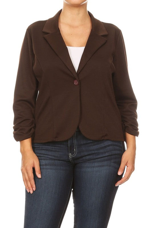 Solid Women's waist length blazer