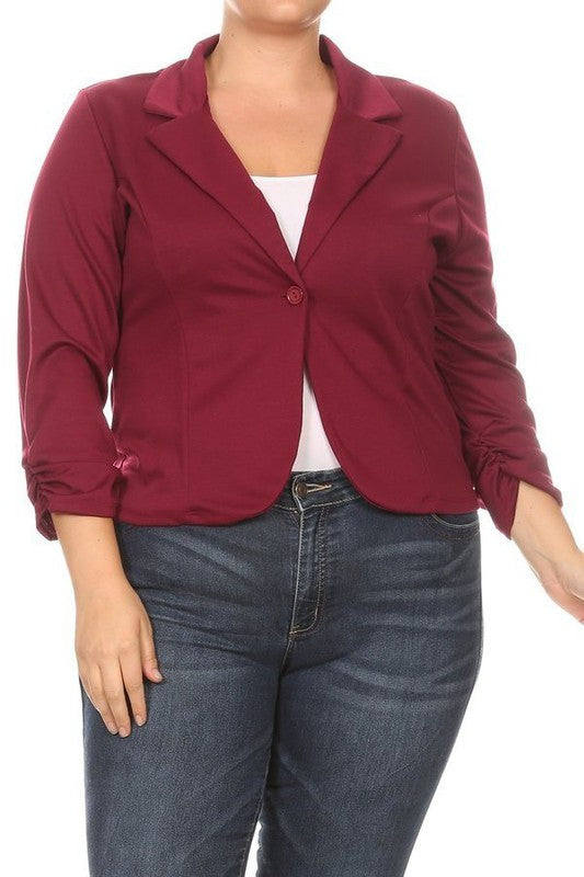 Solid Women's waist length blazer