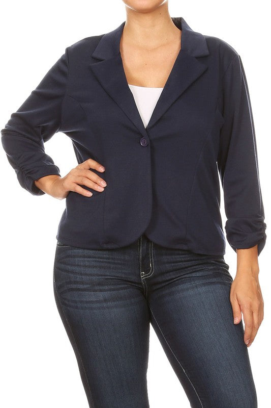 Solid Women's waist length blazer