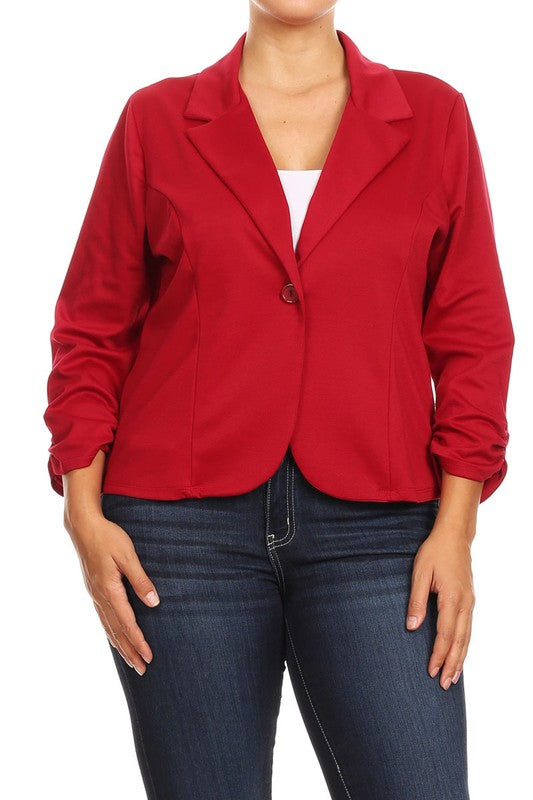 Solid Women's waist length blazer