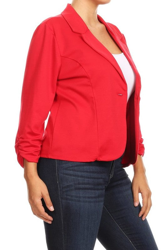 Solid Women's waist length blazer