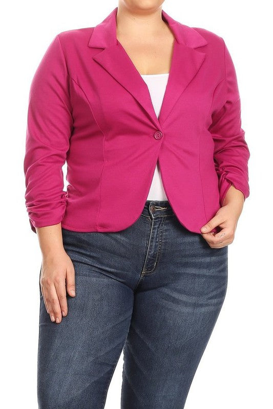 Solid Women's waist length blazer