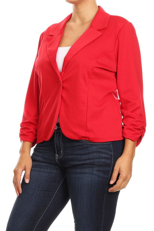 Solid Women's waist length blazer