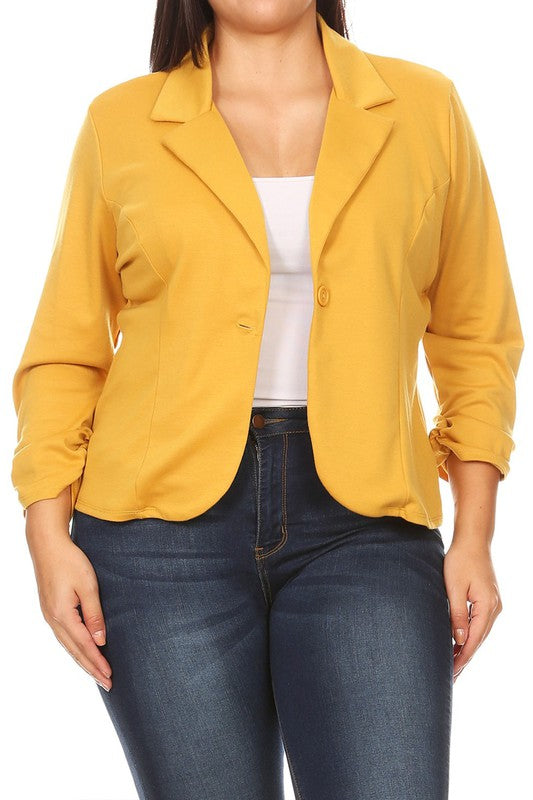 Solid Women's waist length blazer