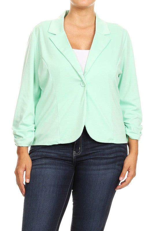 Solid Women's waist length blazer