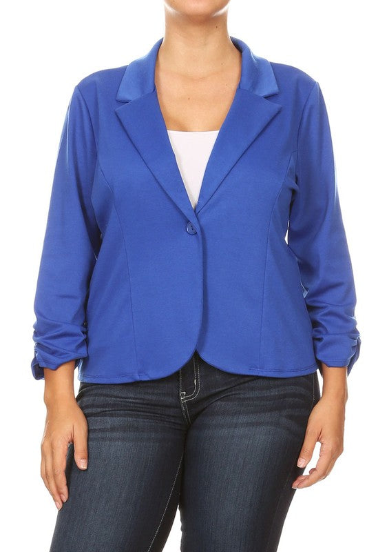 Solid Women's waist length blazer