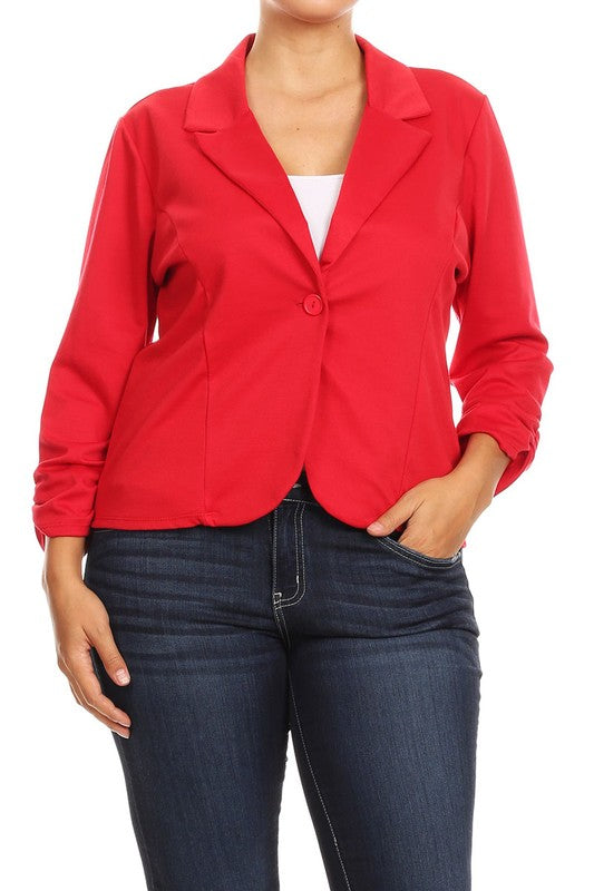 Solid Women's waist length blazer