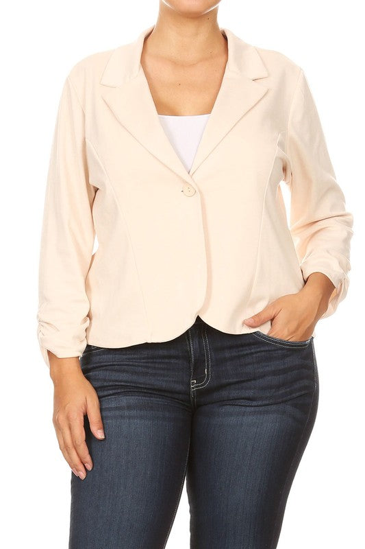 Solid Women's waist length blazer