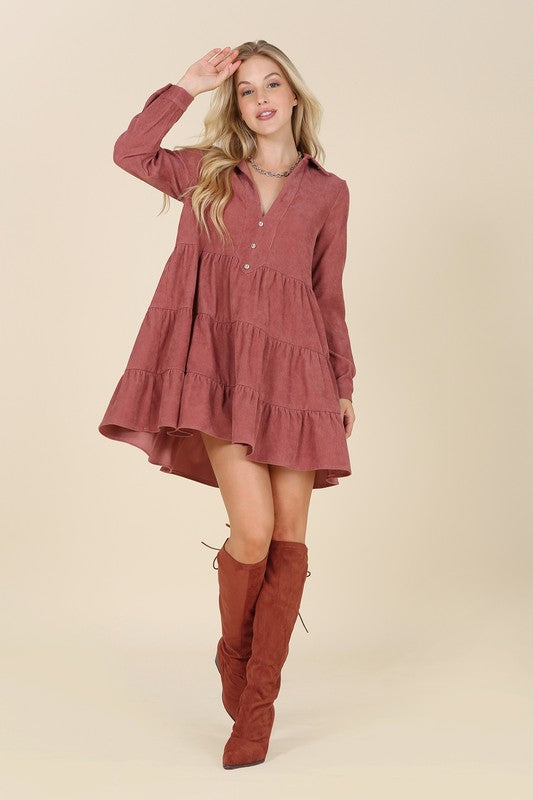 Cori Corduroy tiered dress