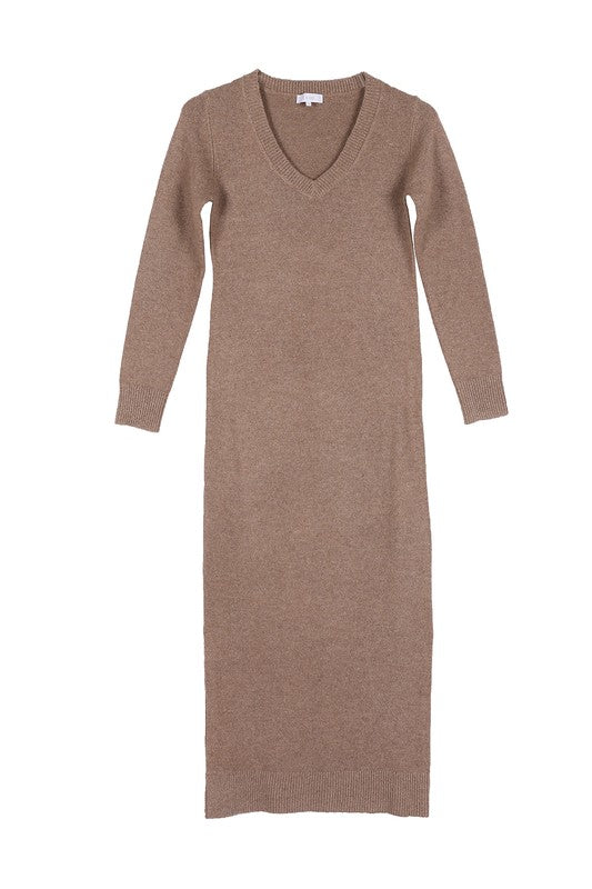 Women's Plus- Sized V-Neck Sweater Maxi dress