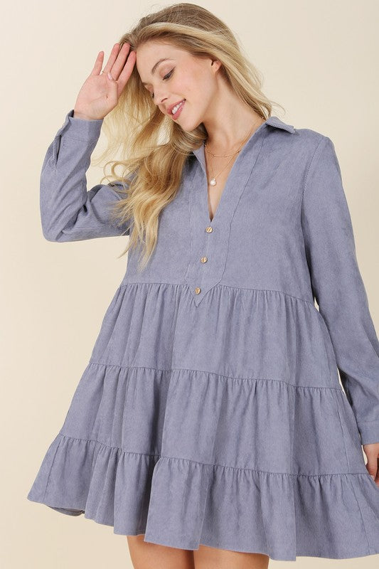 Cori Corduroy tiered dress