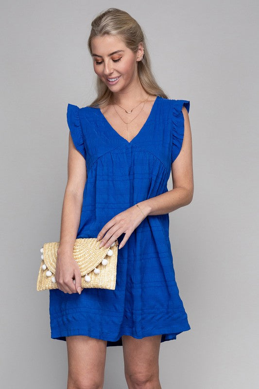 Plus Size Ruffle Trim Sleeve Dress