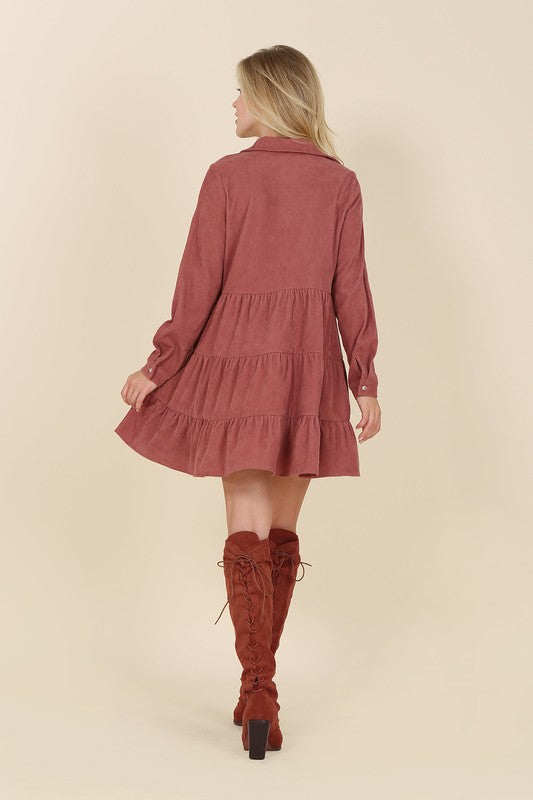 Cori Corduroy tiered dress