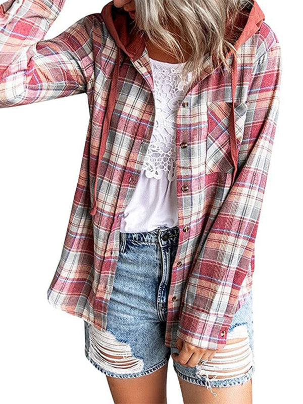 Women's Hoodie Button-Down Casual Shirt Jacket