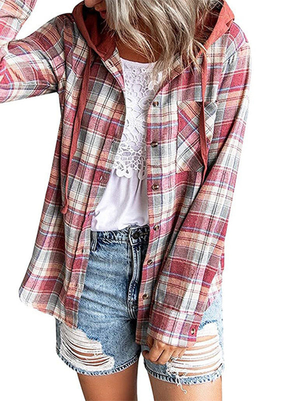 Women's Hoodie Button-Down Casual Shirt Jacket